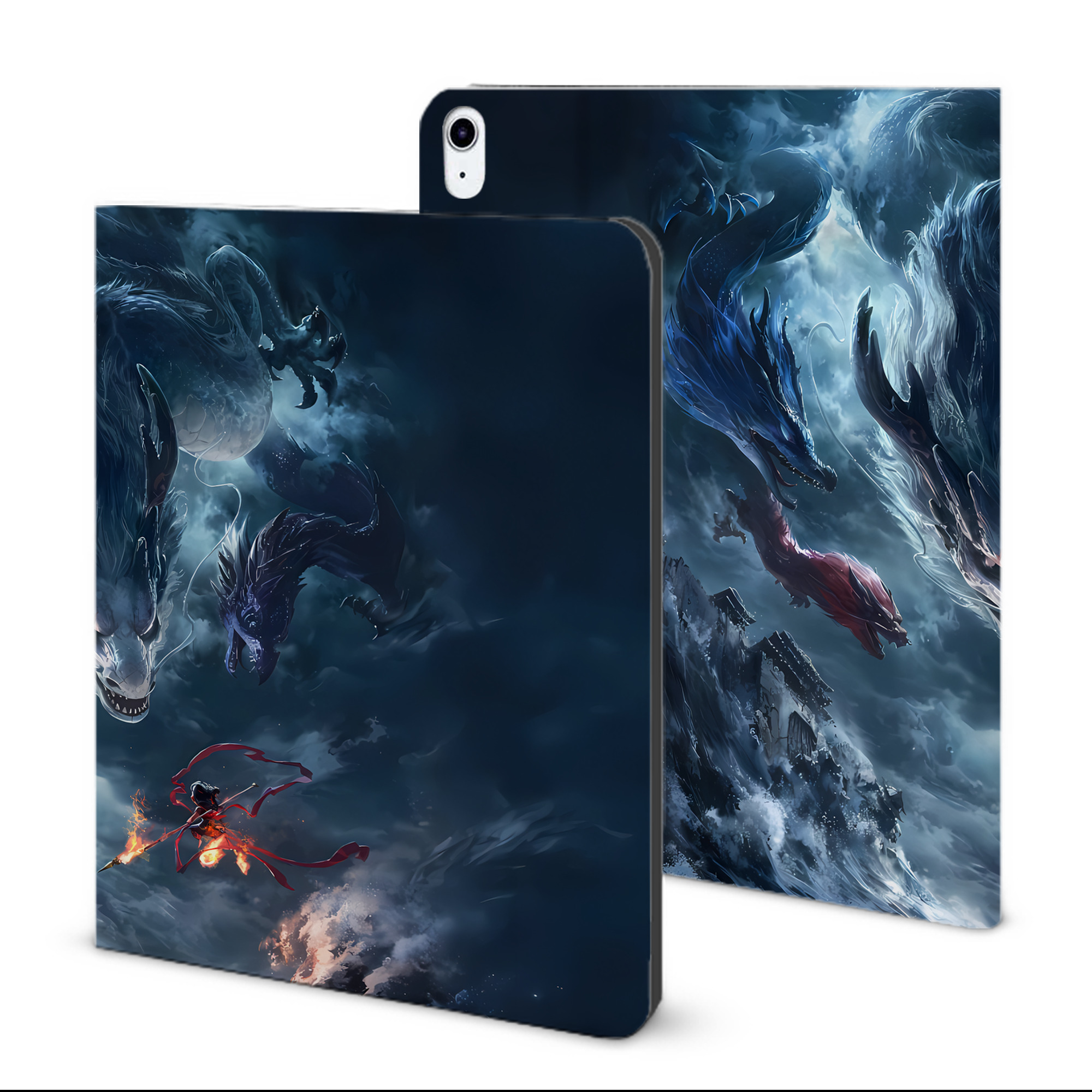 （画像用） Ne Zha 2 ナタ 魔童の大暴れ IPad ケース ブック型 PUレザー TPU 耐衝撃 軽量 薄型 ペン収納なし 全面保護 IPad 各モデル対応